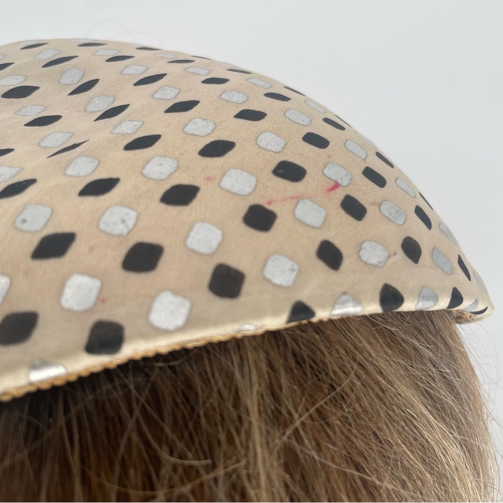 2FOR$30 Vintage Cream Fascinator With Black & Silver Pattern / Headband - Picture 5 of 14